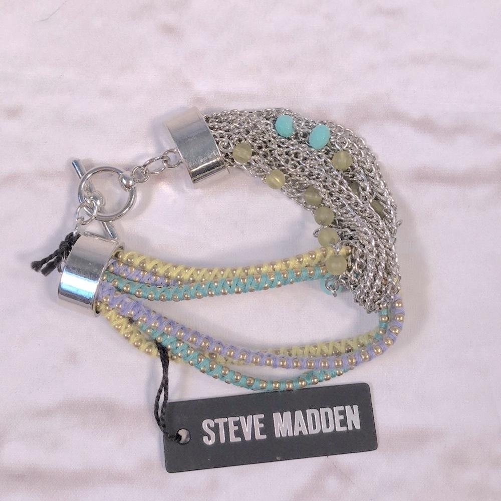 Steve Madden layered beaded Bracelet Clasp closure Brand New